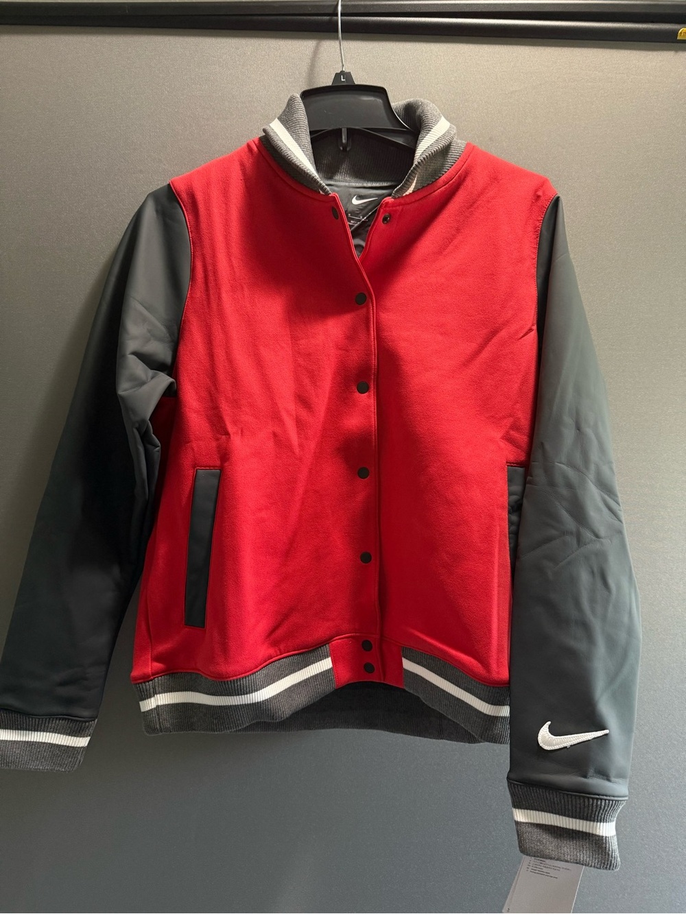Nike Women's Red and Black Varsity-Style Jacket